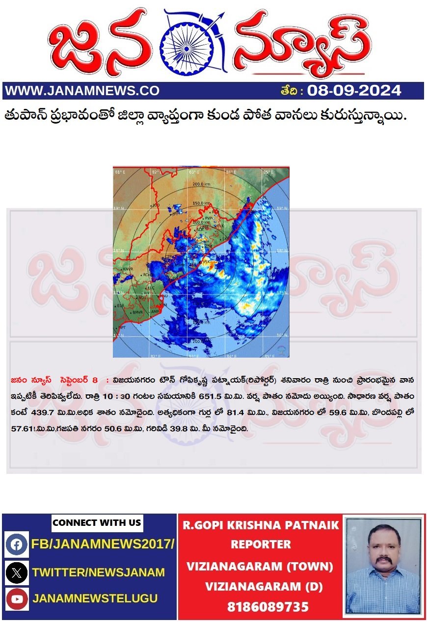 తుపాన్‌ ప్రభావంతో జిల్లా వ్యాప్తంగా కుండ పోత వానలు కురుస్తున్నాయి.