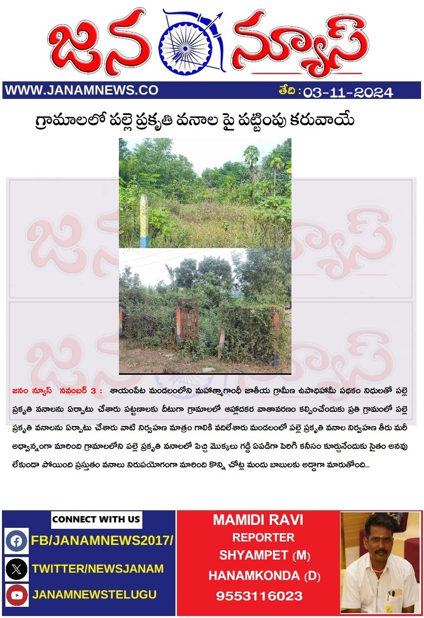 గ్రామాలలో పల్లె ప్రకృతి వనాల పై పట్టింపు కరువాయే